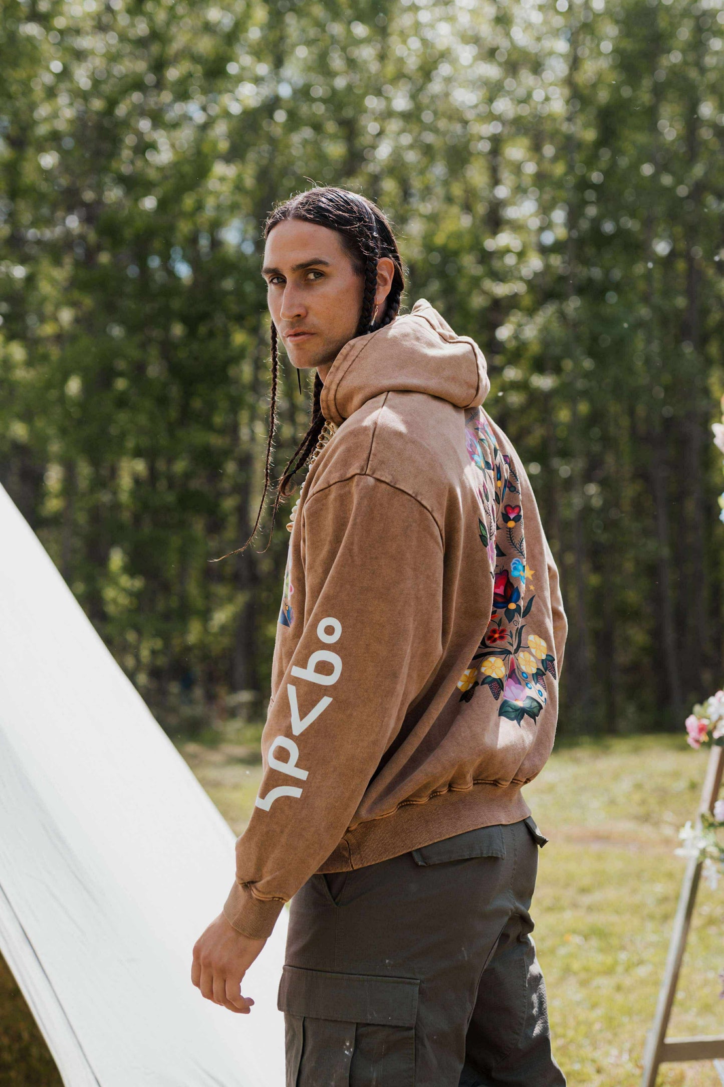 Brown sâkipâkaw hoodie (Oversized & Unisex) (PRE ORDER)