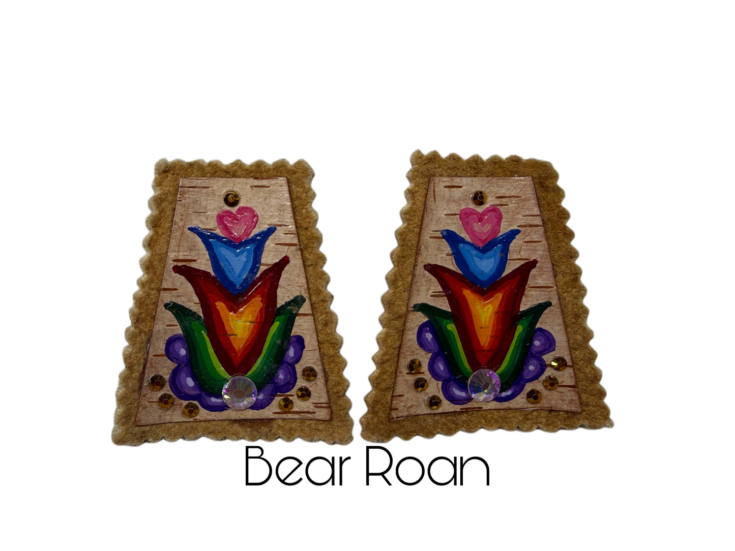 Painted birch bark earrings
