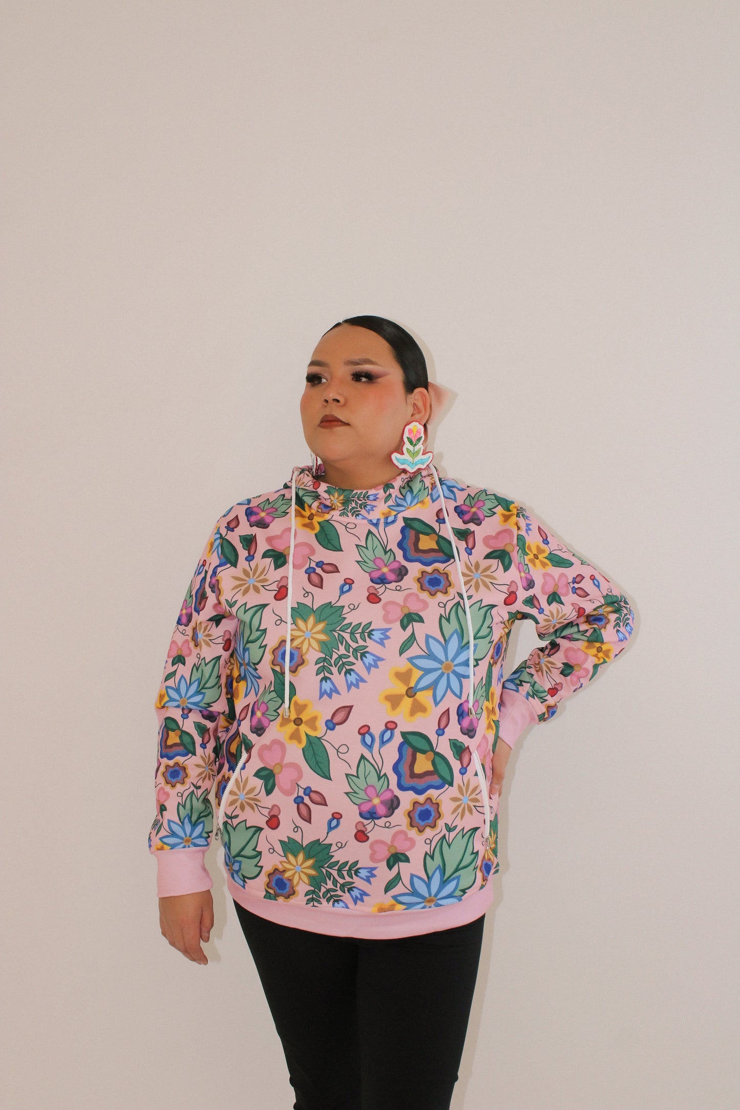 unisex floral pullover hoodie