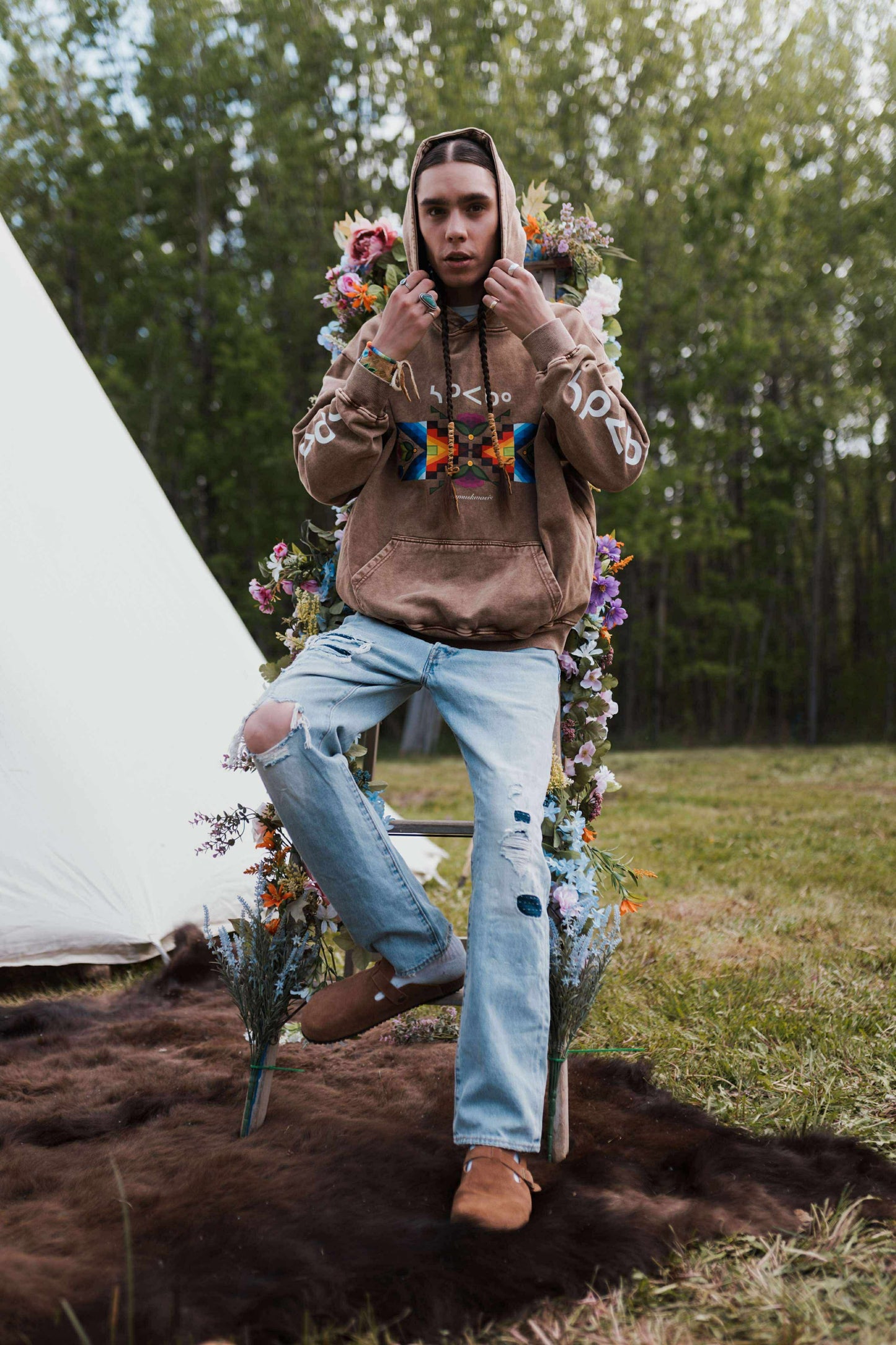 Brown sâkipâkaw hoodie (Oversized & Unisex) (PRE ORDER)