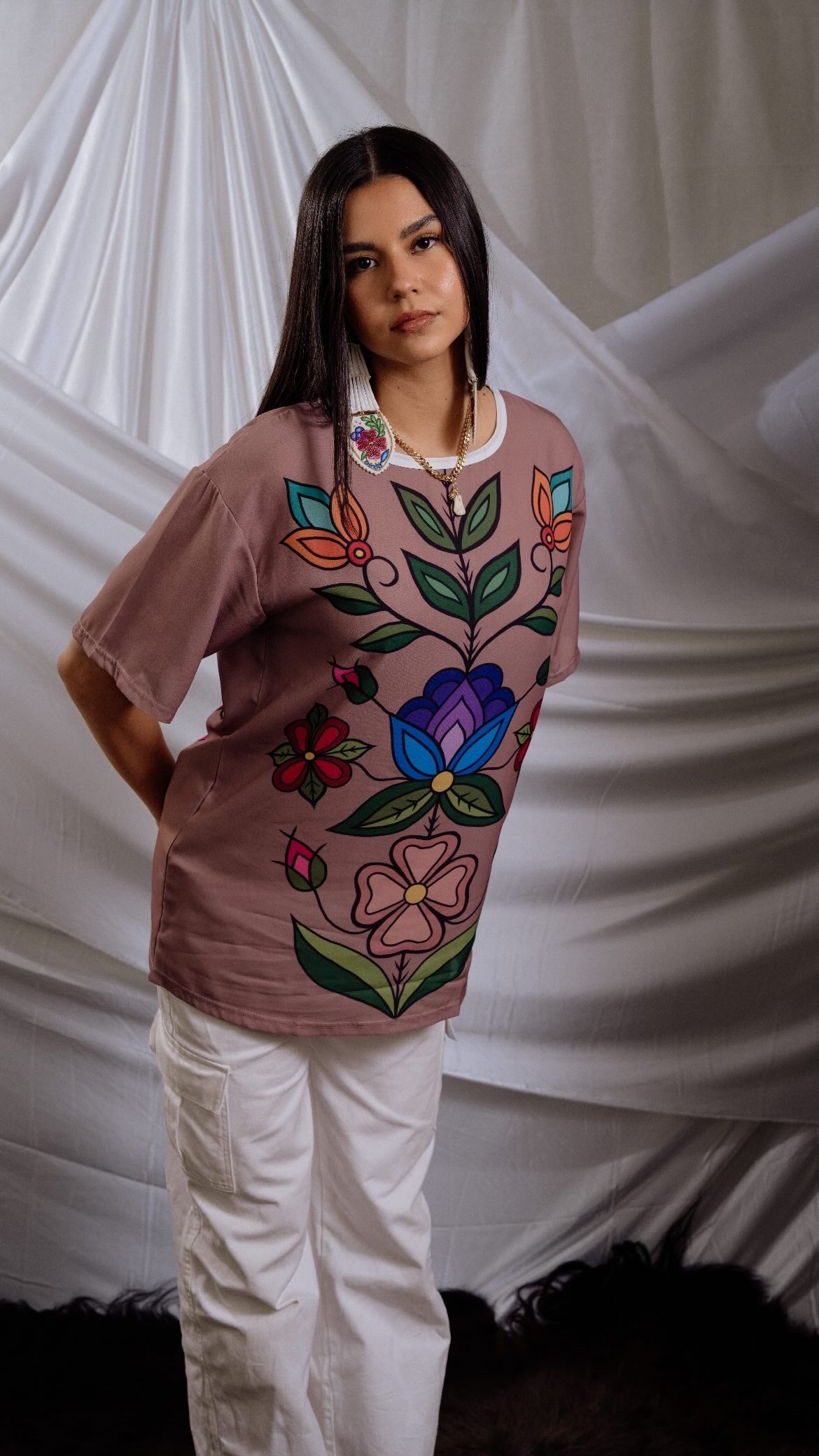 Oversized Floral Chiffon Tee