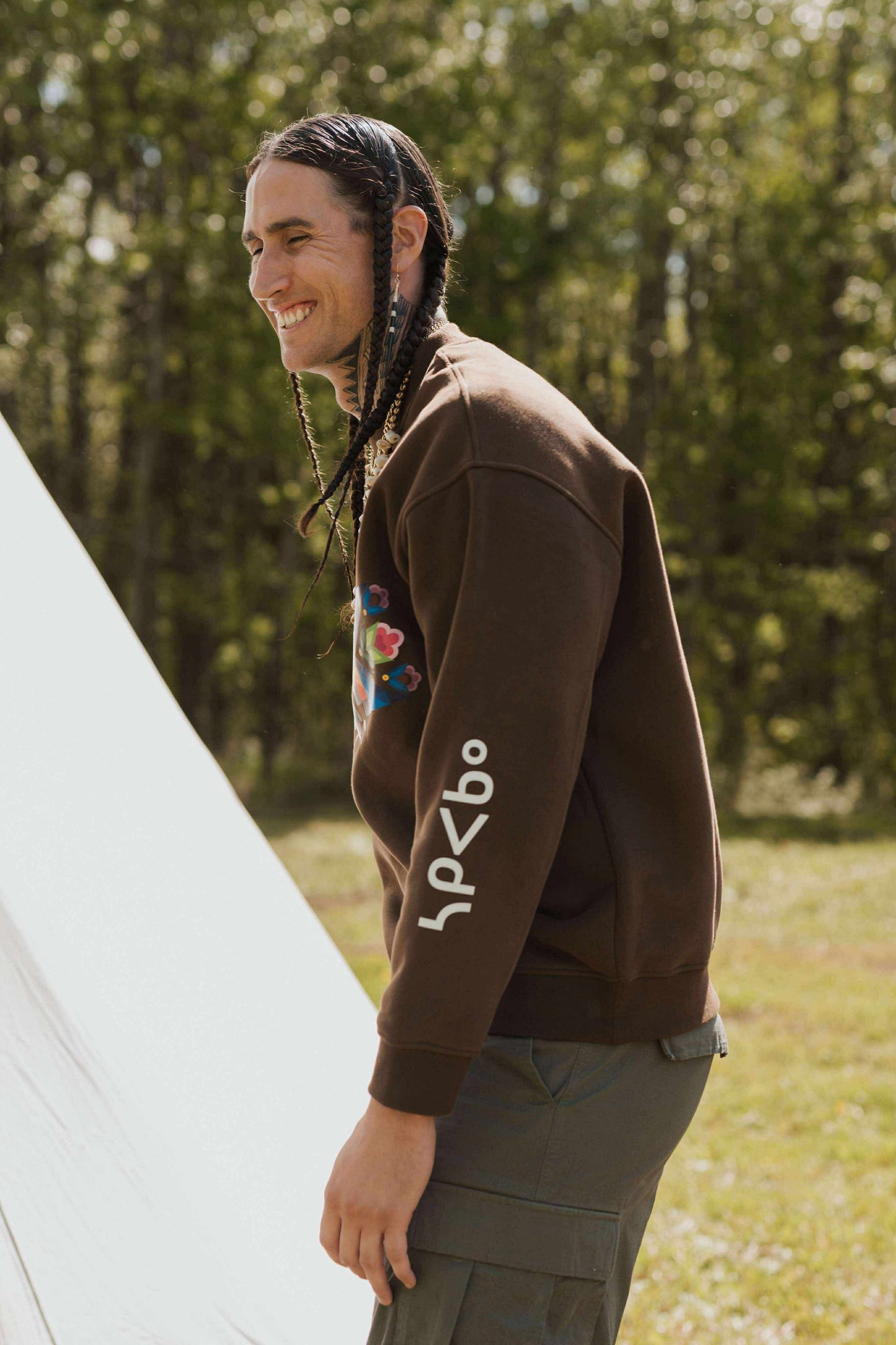 Chocolate Brown sâkipâkaw Crew Neck (Unisex)