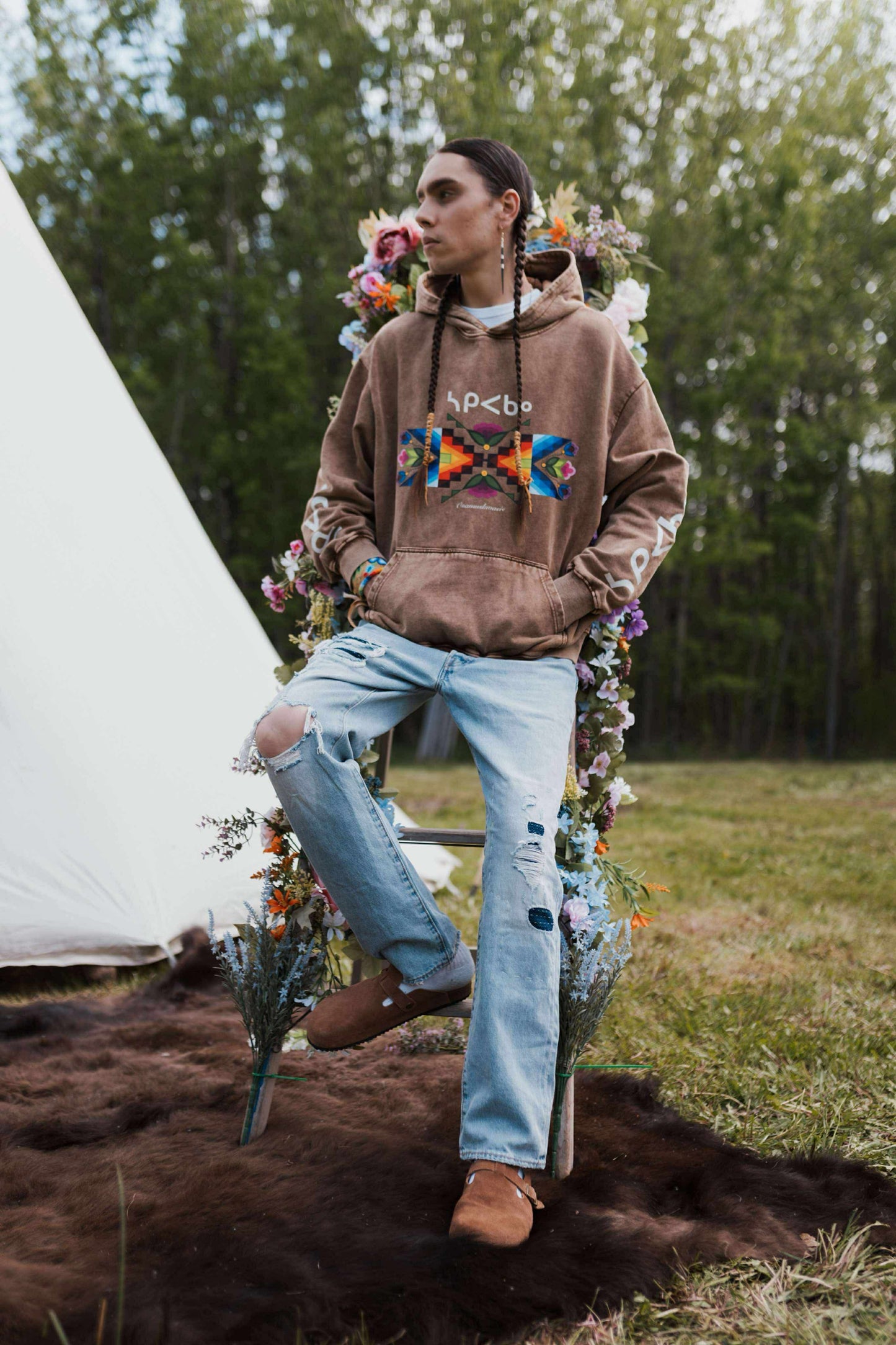 Brown sâkipâkaw hoodie (Oversized & Unisex) (PRE ORDER)