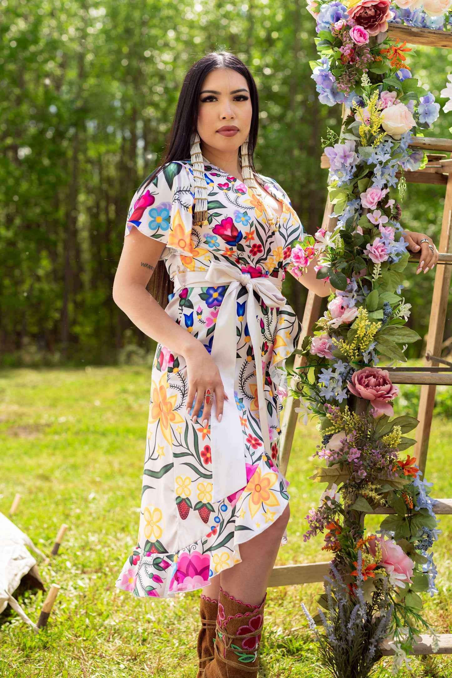 Creme Satin Tie Dress