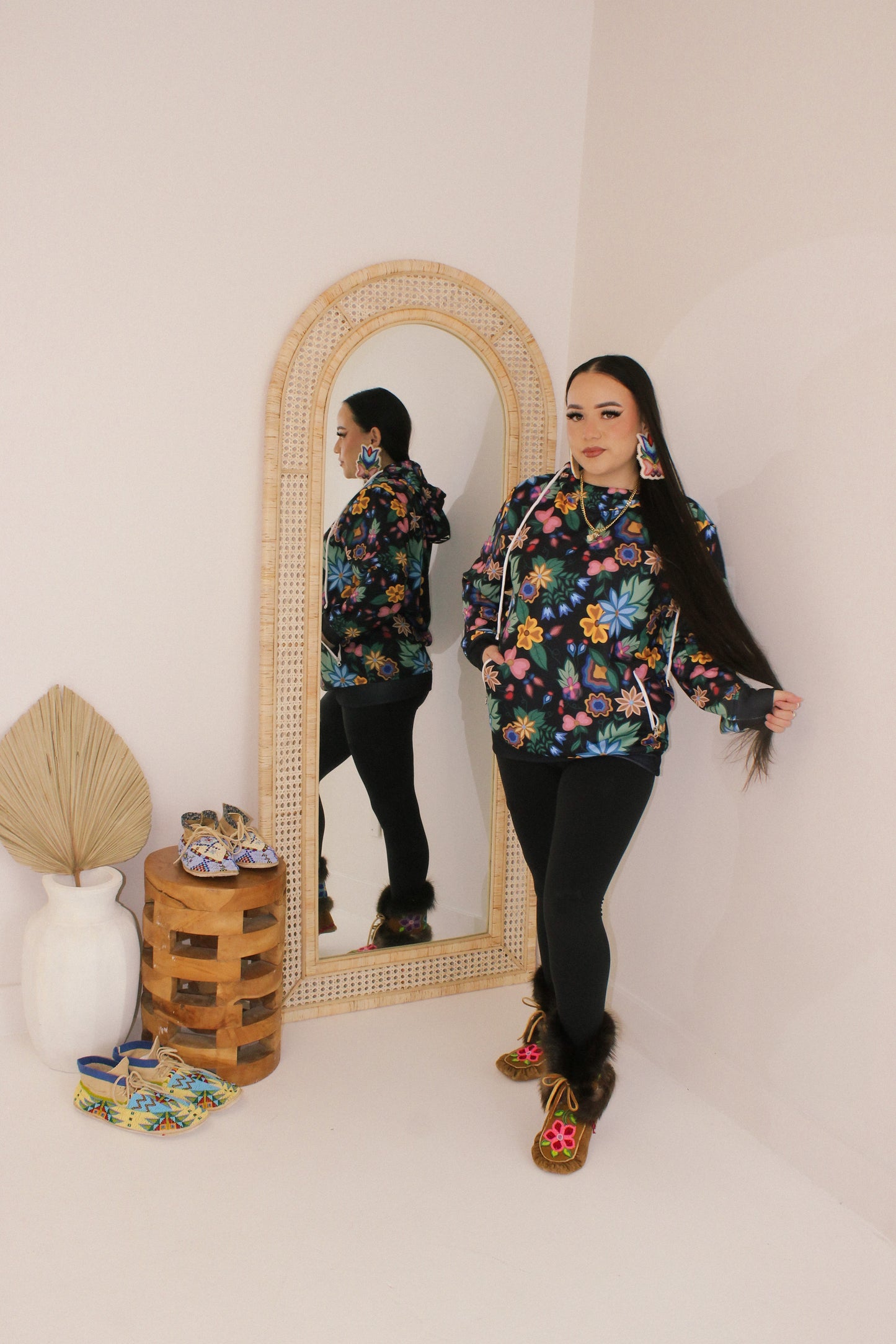 unisex floral pullover hoodie