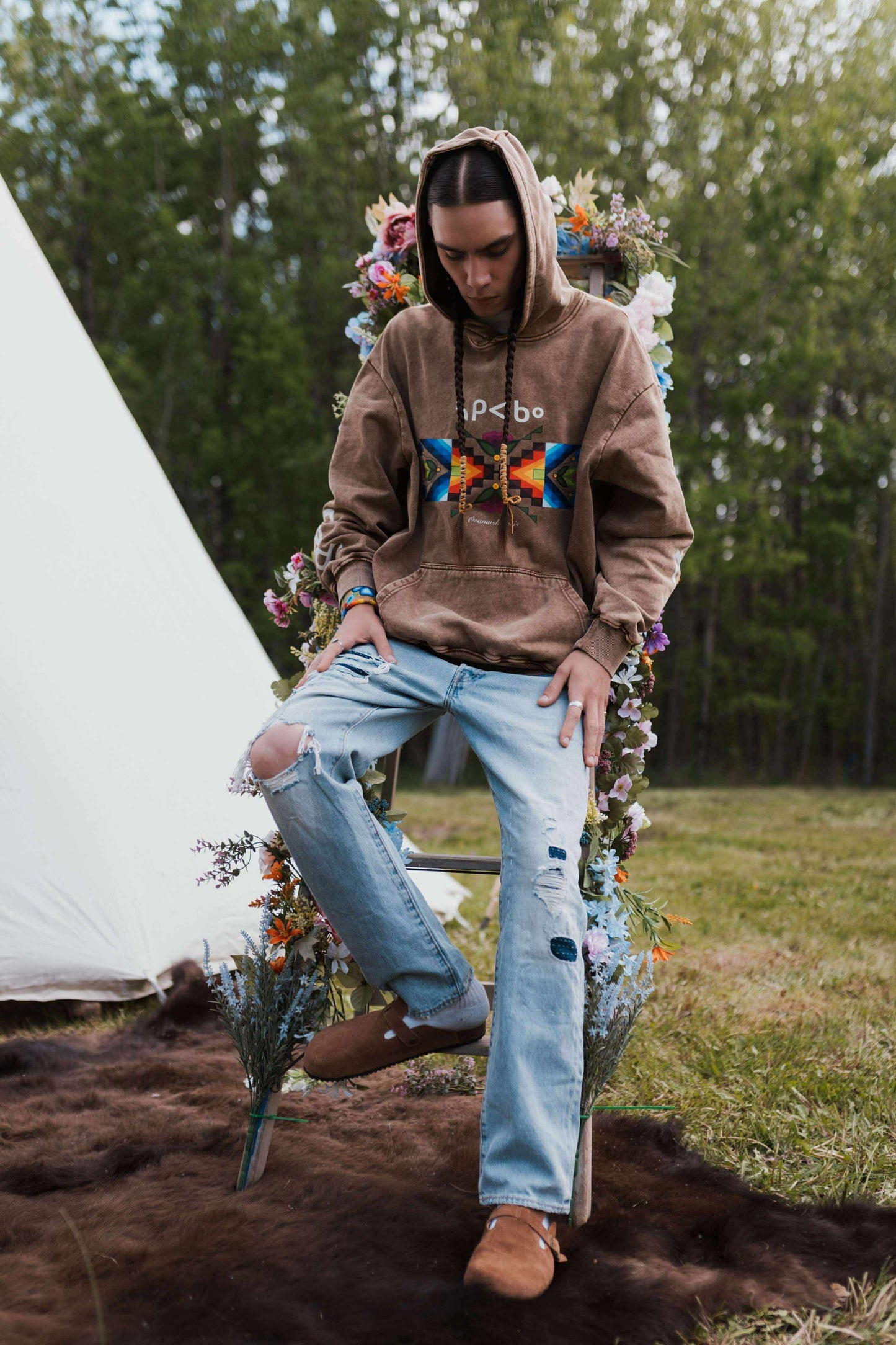 Brown sâkipâkaw hoodie (Oversized & Unisex) (PRE ORDER)