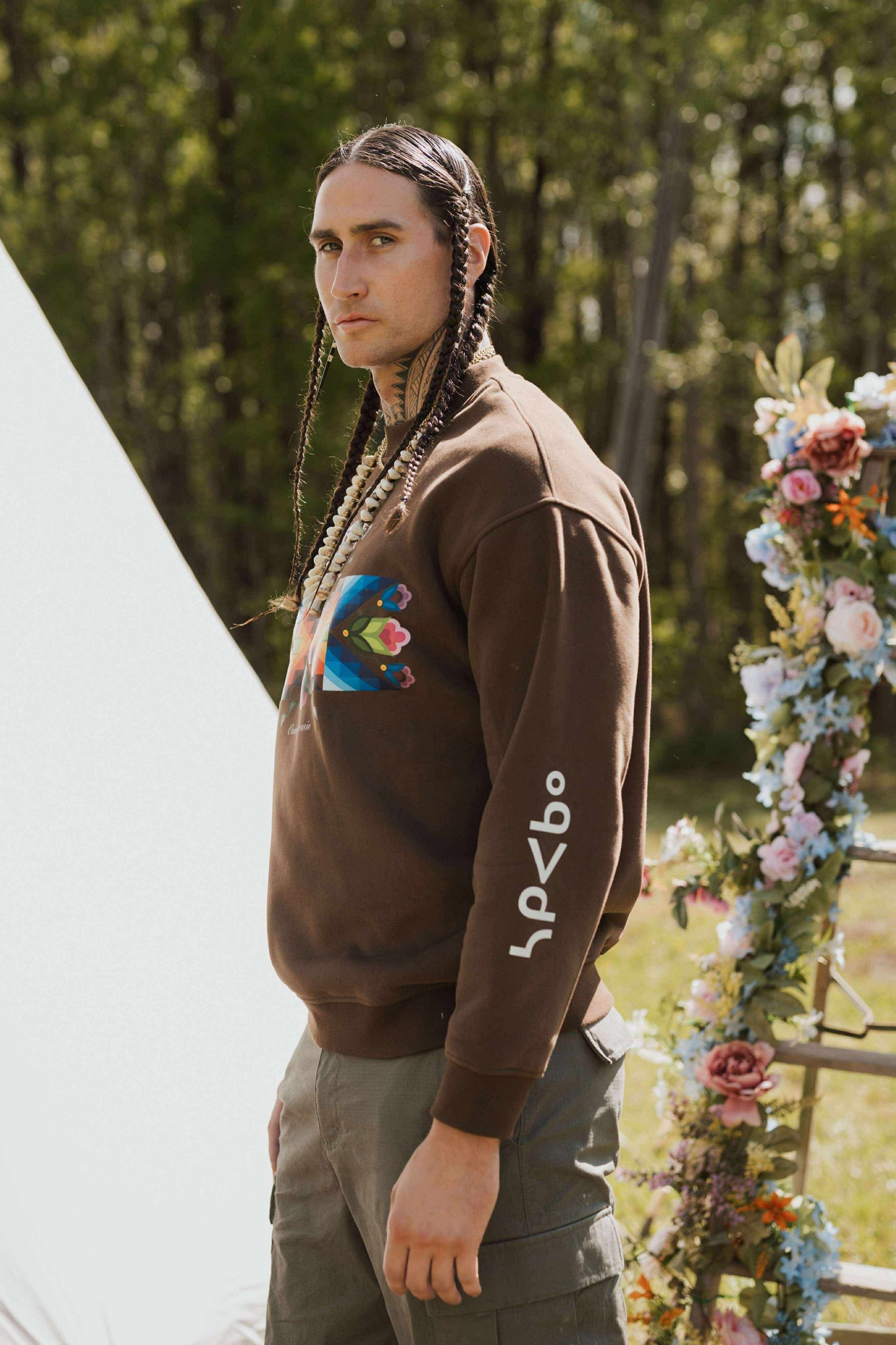 Chocolate Brown sâkipâkaw Crew Neck (Unisex)