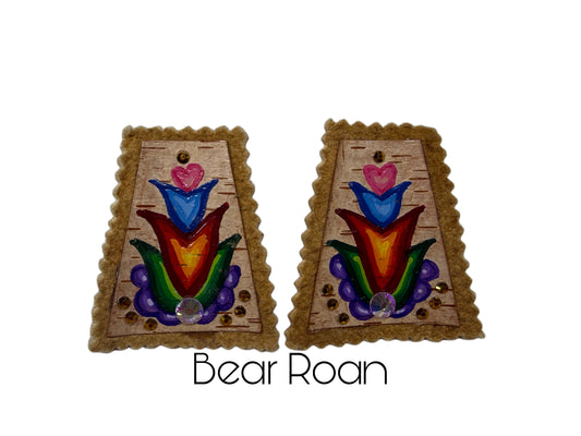 Painted birch bark earrings