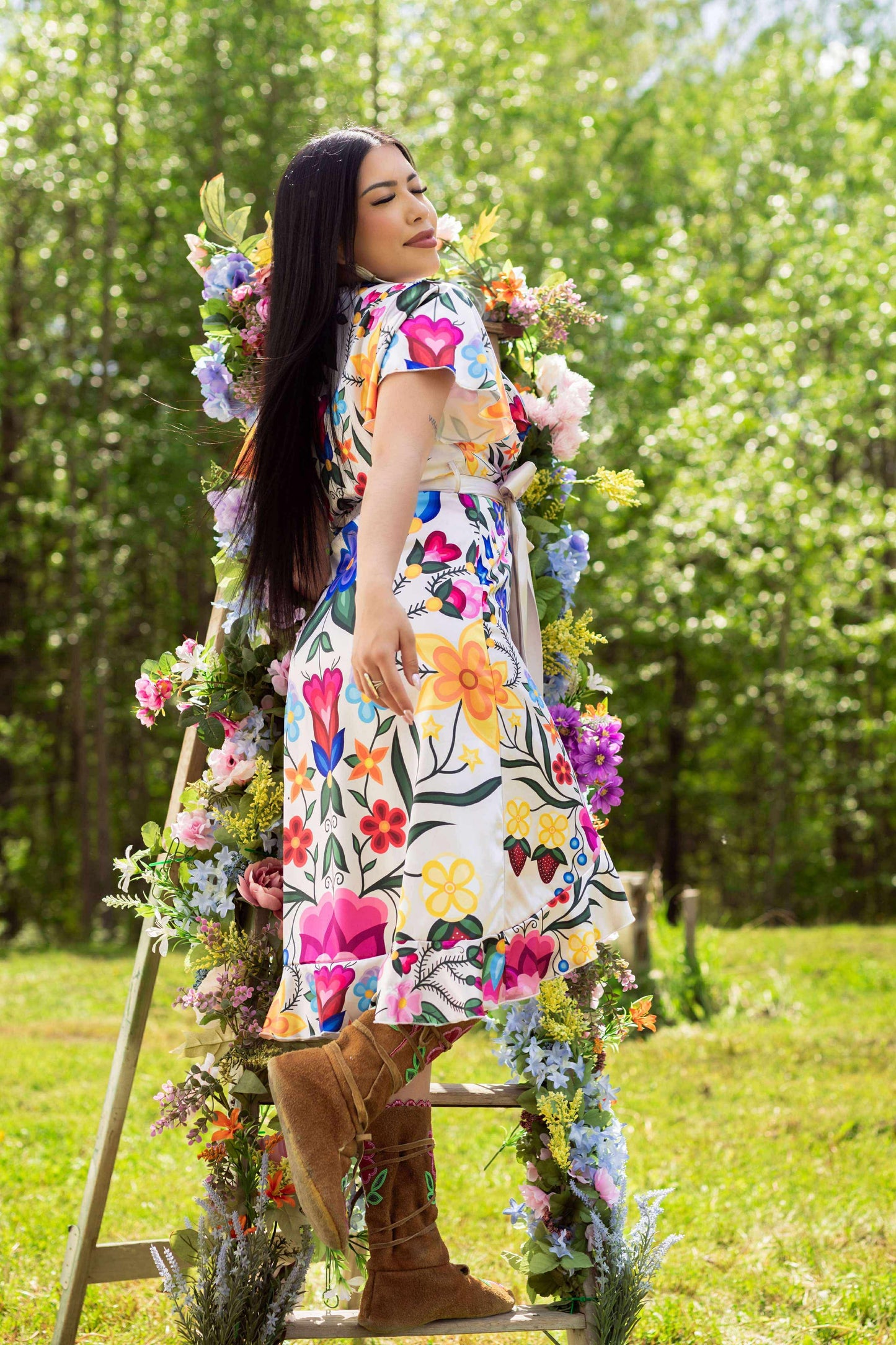 Creme Satin Tie Dress