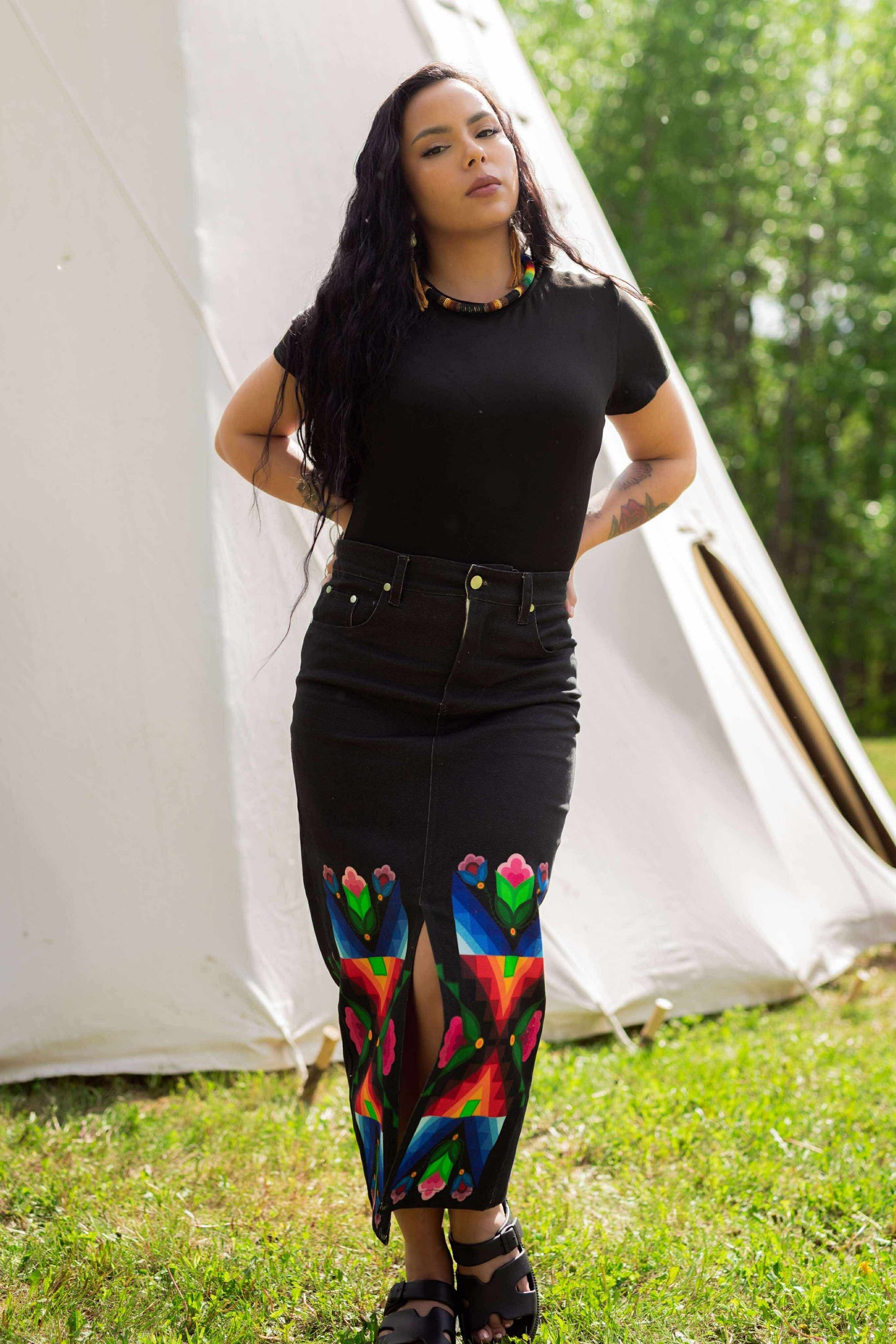 Black Denim Skirt (Made to order)