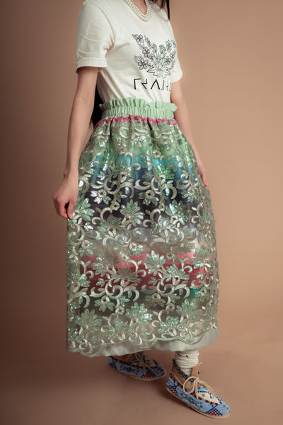 Pistachio Ribbon Skirt (Lace overlay)