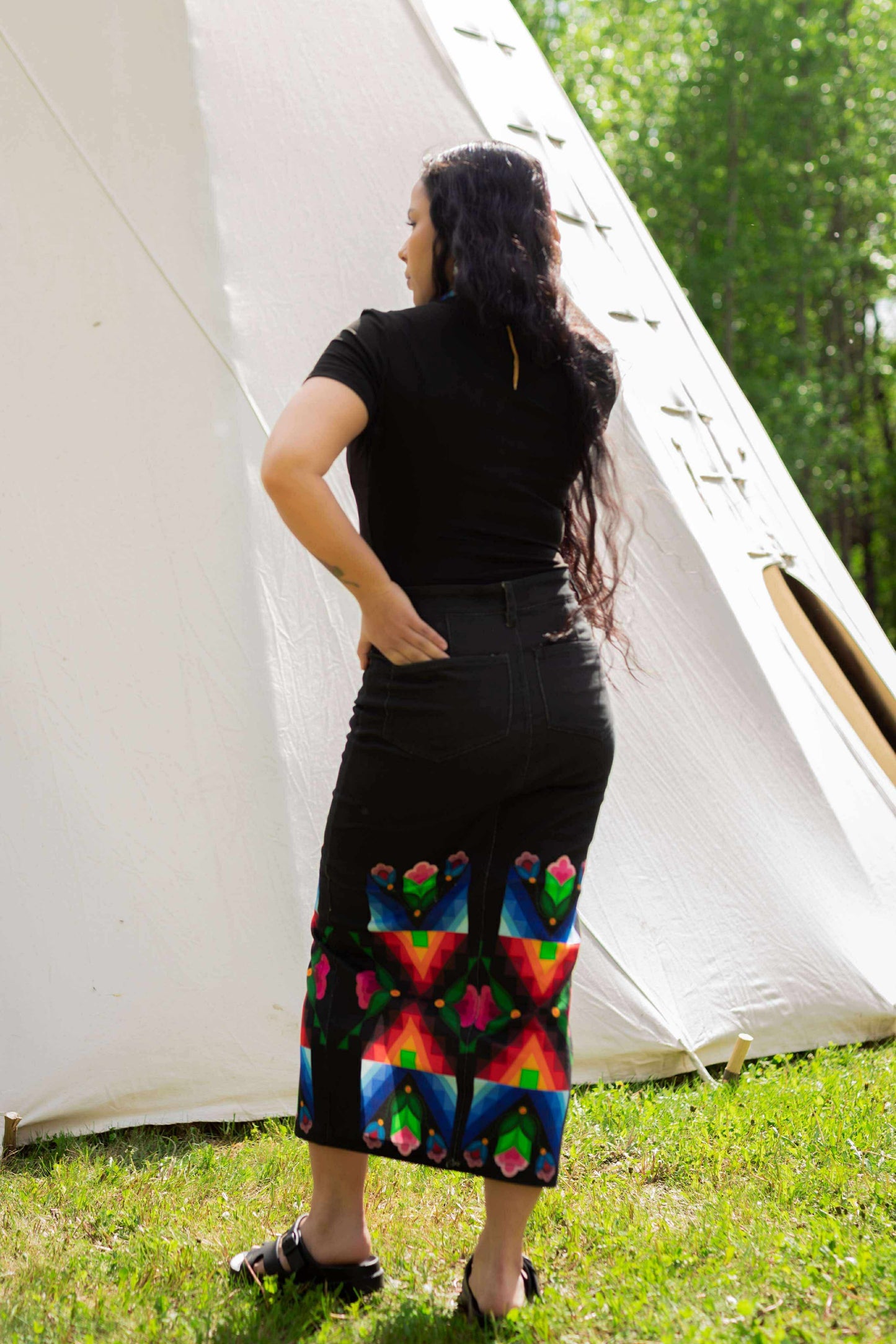 Black Denim Skirt (Made to order)
