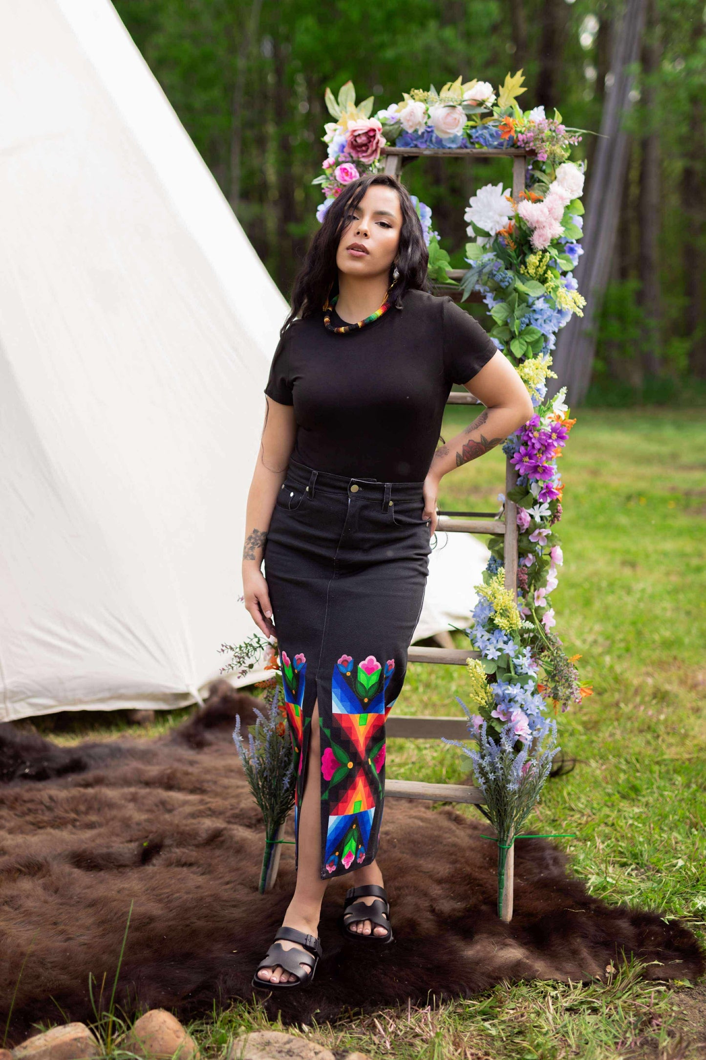 Black Denim Skirt (Made to order)