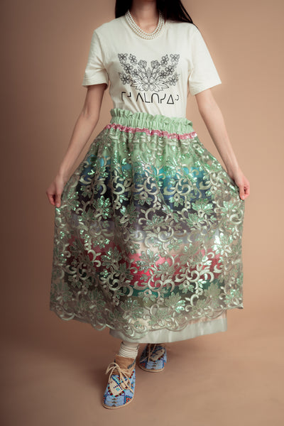 Pistachio Ribbon Skirt (Lace overlay)