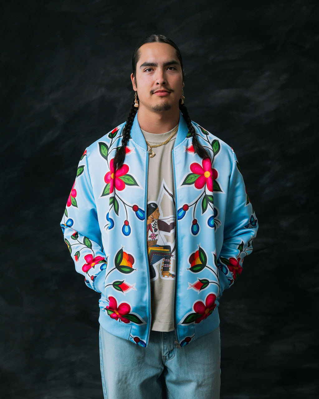 Okichitaw Floral Bomber Jacket Unisex (Made to order)