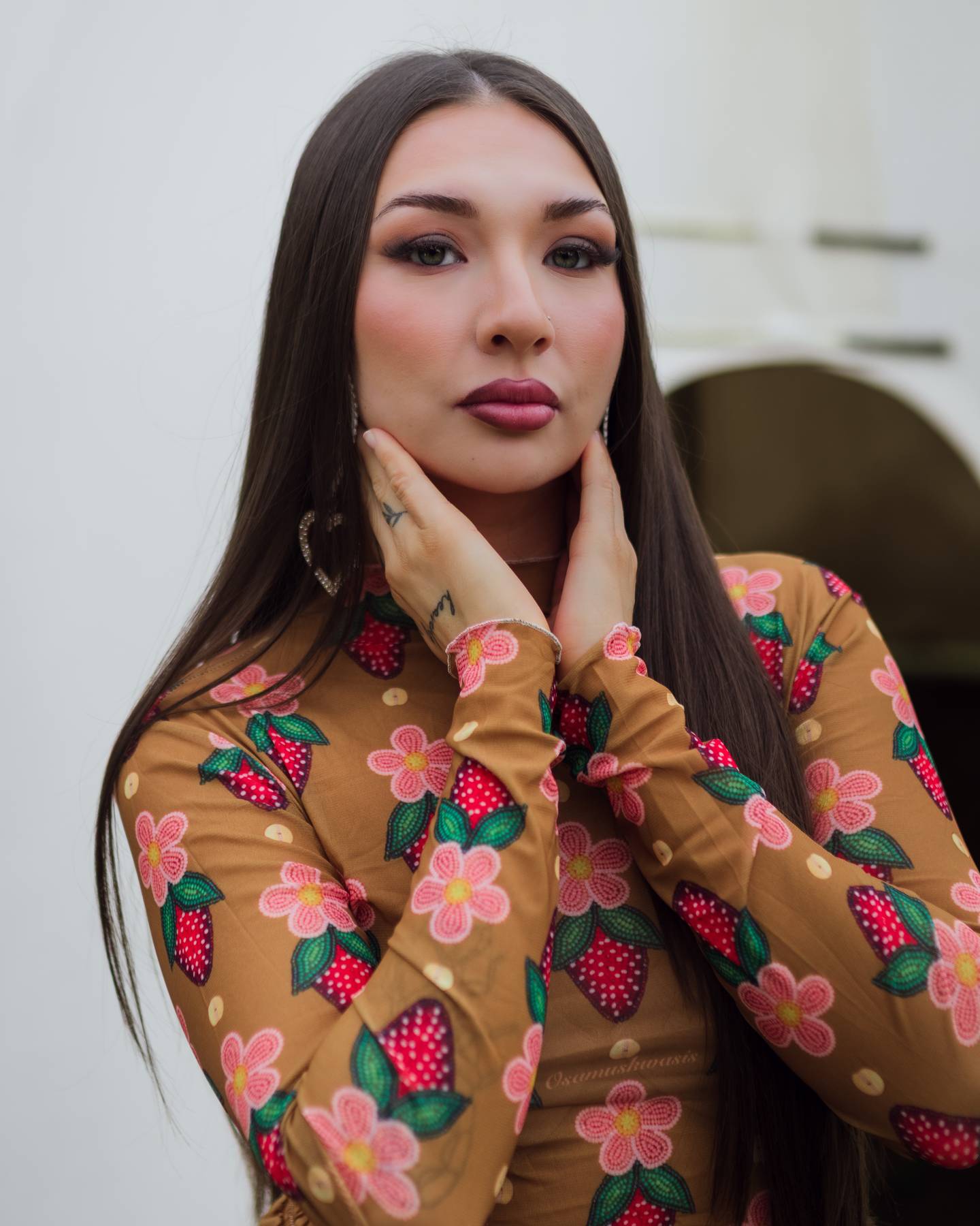 Mesh strawberry print top (pre order)