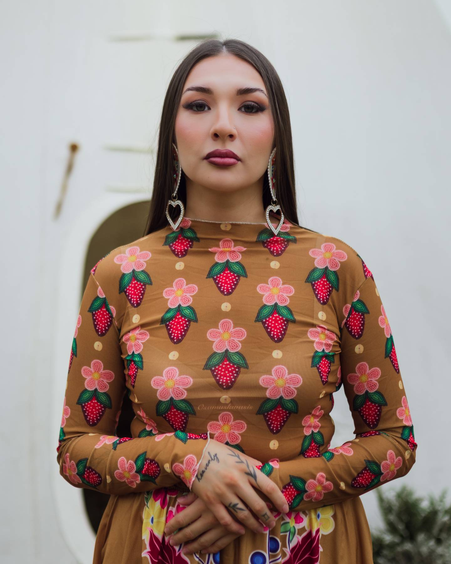 Mesh strawberry print top (pre order)