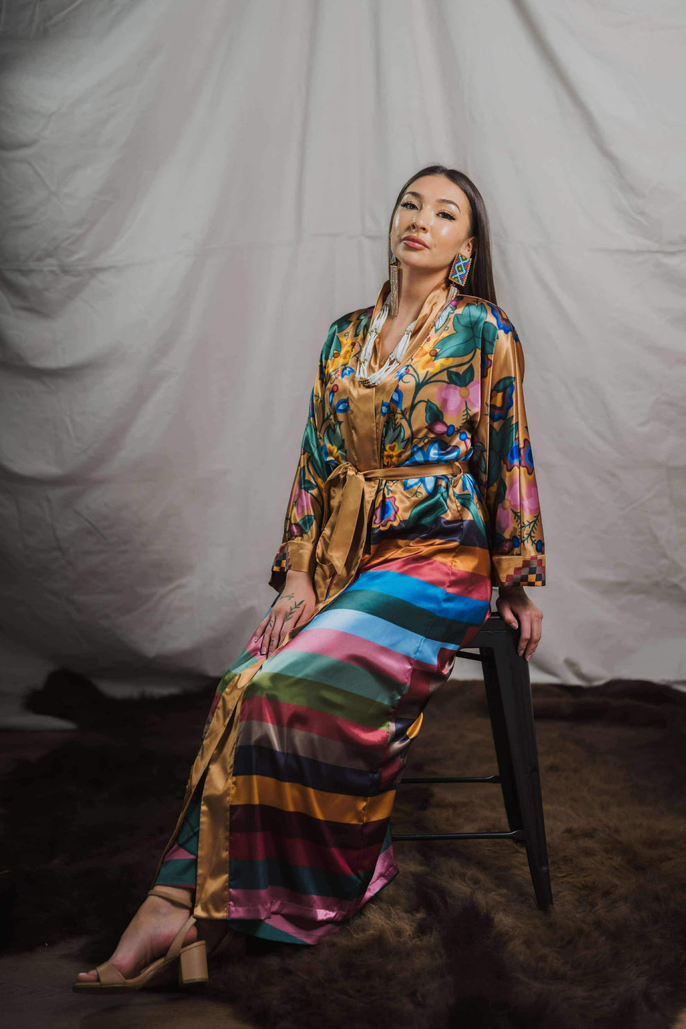 Golden Ribbion Robe Satin Gold Robe – Osamuskwasis