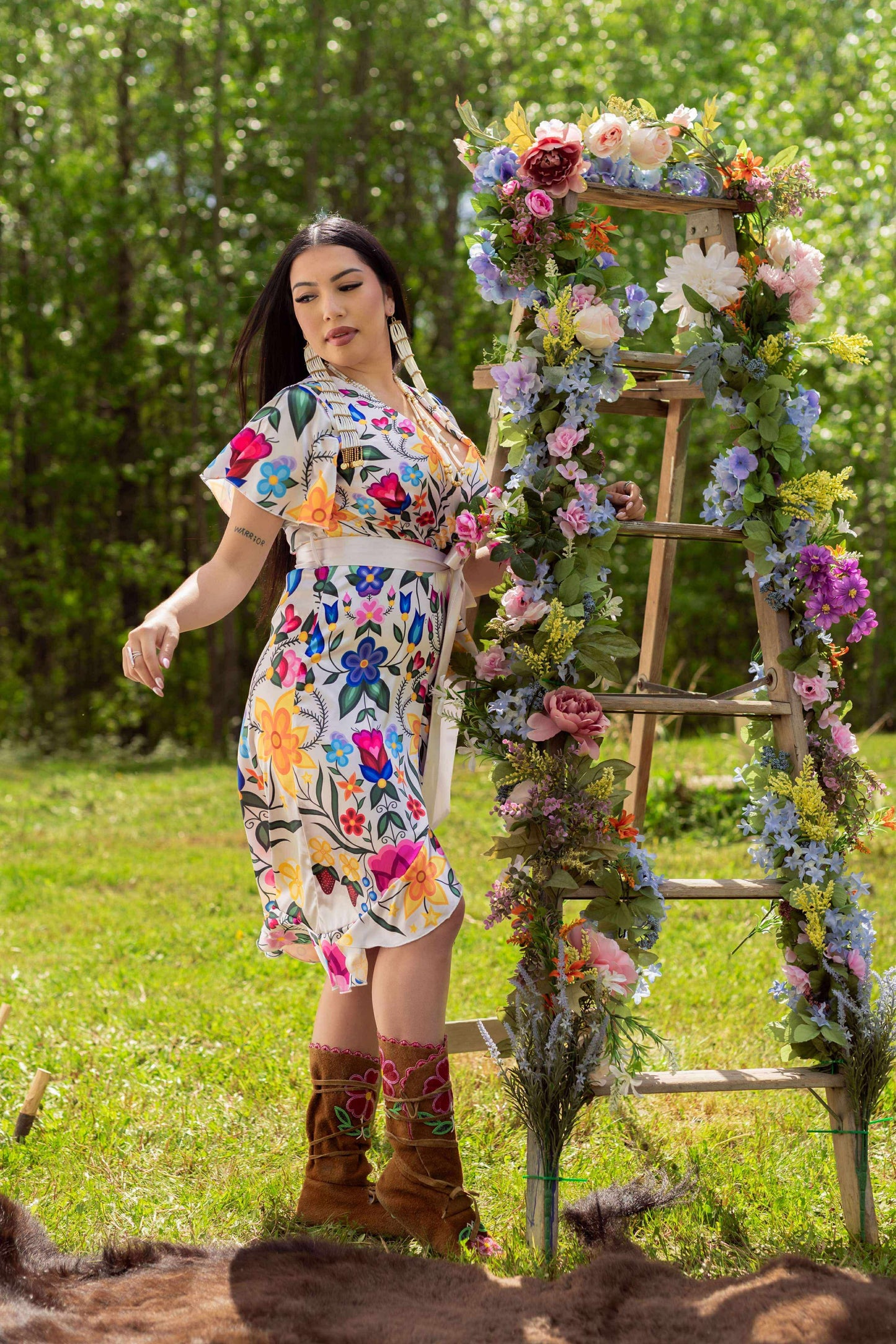 Creme Satin Tie Dress