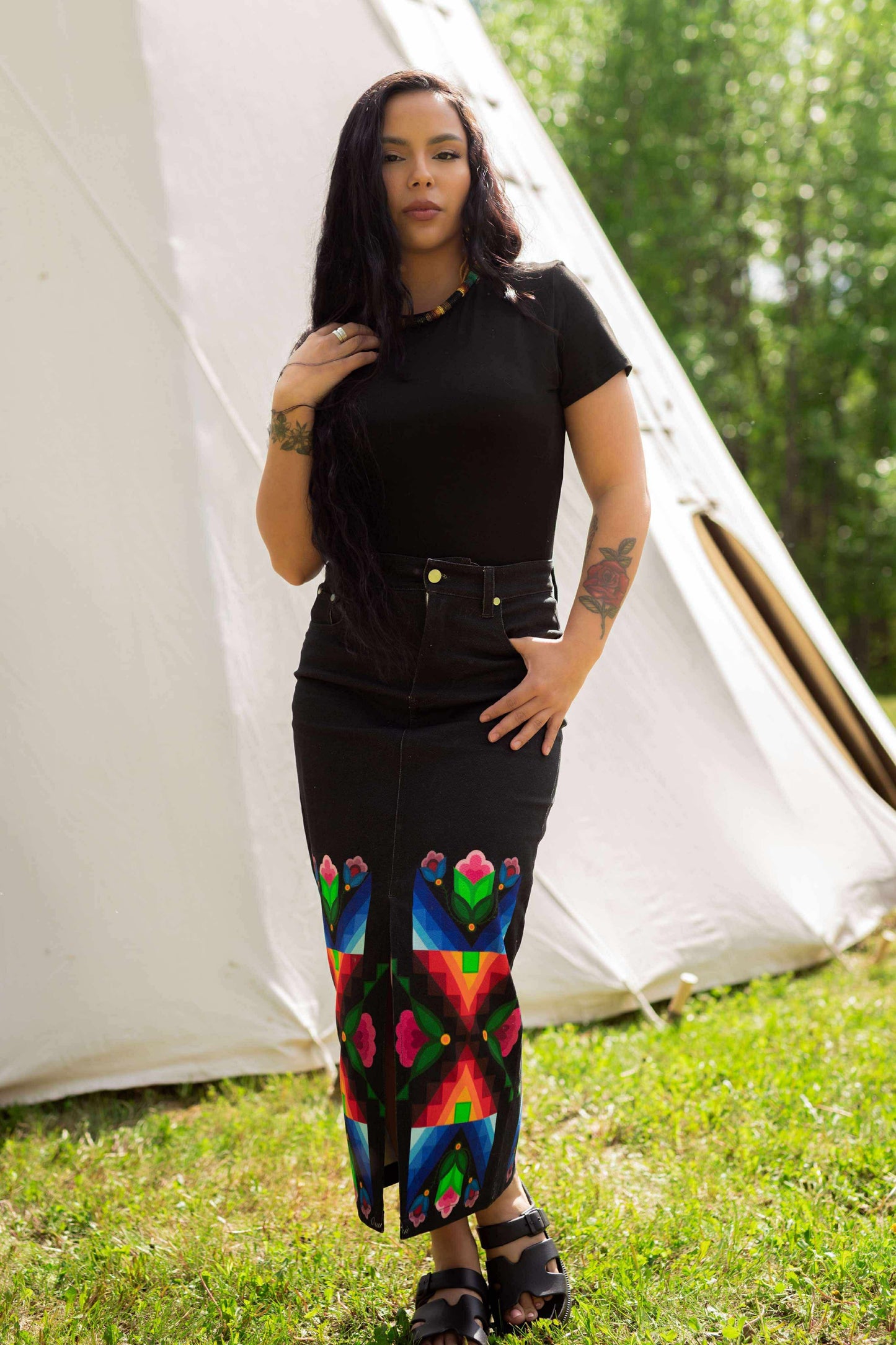 Black Denim Skirt (Made to order)