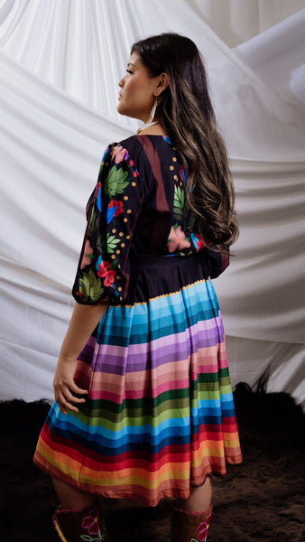 Black Skirt With Floral Panel